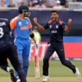 The match between the United States National Cricket Team and India National Cricket Team took place in the ICC Men's T20 World Cup. India won the match by 7 wickets, chasing down the USA's total of 110/8 with ease. India managed to score 111/3 in just 18.2 overs. The key performances came from Suryakumar Yadav, who scored 50 off 49 balls, and Shivam Dube, who made 31 off 35 balls. For the USA, Ali Khan took 1 wicket for 21 runs in 3.2 overs, while Saurabh Netravalkar impressed with 2 wickets for 18 runs in 4 overs. India's comprehensive victory showcased their batting prowess, comfortably surpassing the target set by the USA.