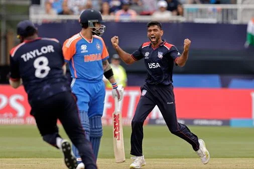 The match between the United States National Cricket Team and India National Cricket Team took place in the ICC Men's T20 World Cup. India won the match by 7 wickets, chasing down the USA's total of 110/8 with ease. India managed to score 111/3 in just 18.2 overs. The key performances came from Suryakumar Yadav, who scored 50 off 49 balls, and Shivam Dube, who made 31 off 35 balls. For the USA, Ali Khan took 1 wicket for 21 runs in 3.2 overs, while Saurabh Netravalkar impressed with 2 wickets for 18 runs in 4 overs. India's comprehensive victory showcased their batting prowess, comfortably surpassing the target set by the USA.