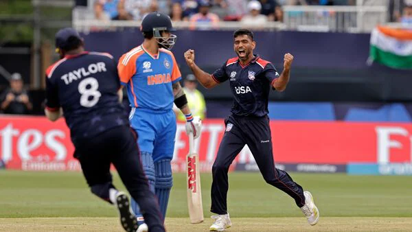 The match between the United States National Cricket Team and India National Cricket Team took place in the ICC Men's T20 World Cup. India won the match by 7 wickets, chasing down the USA's total of 110/8 with ease. India managed to score 111/3 in just 18.2 overs. The key performances came from Suryakumar Yadav, who scored 50 off 49 balls, and Shivam Dube, who made 31 off 35 balls. For the USA, Ali Khan took 1 wicket for 21 runs in 3.2 overs, while Saurabh Netravalkar impressed with 2 wickets for 18 runs in 4 overs. India's comprehensive victory showcased their batting prowess, comfortably surpassing the target set by the USA.